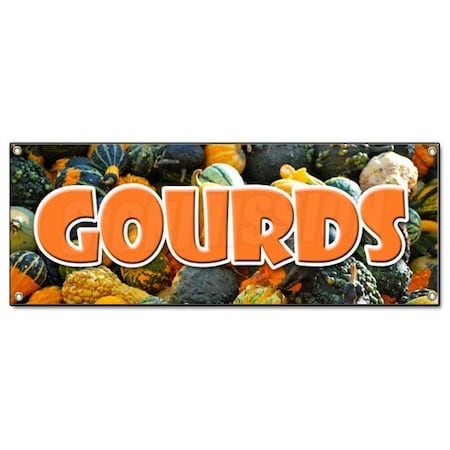 Signmission GOURDS BANNER SIGN halloween pumpkins squash colorful decorative ornamental B-Gourds